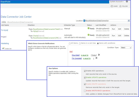 Captura de pantalla de SharePoint Data Connector